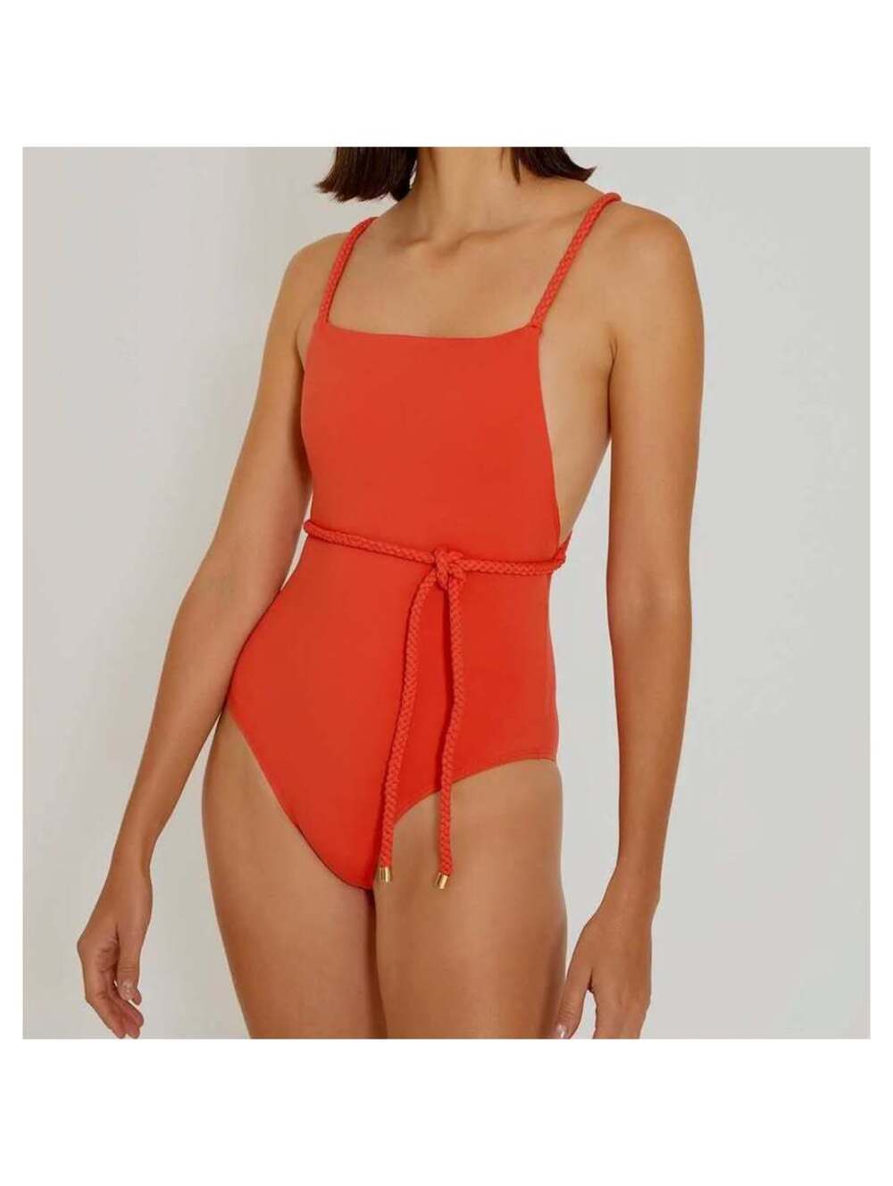 Lenny Niemeyer One Piece Swimsuit Granita Orange with Macrame Tie Size Small
